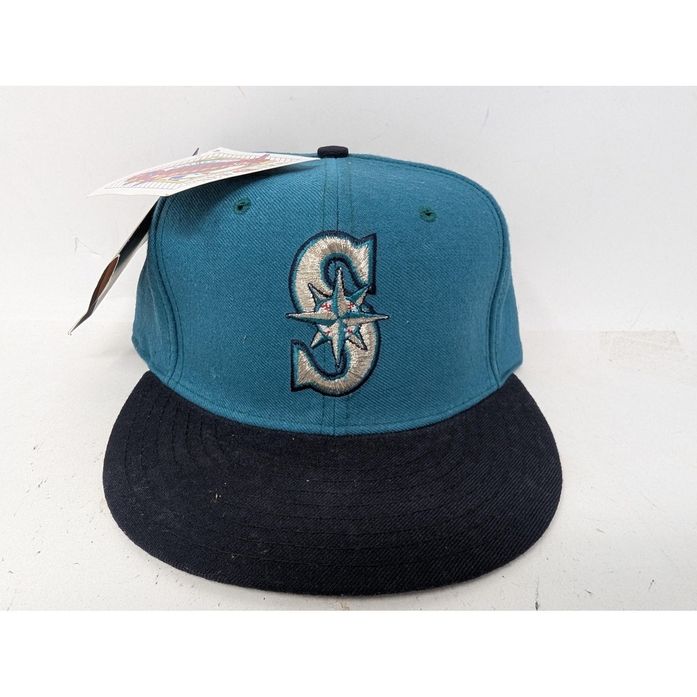 VINTAGE‎ Seattle Mariners Hat Cap Fitted Mens 6 7/8 Green MLB Baseball New Era